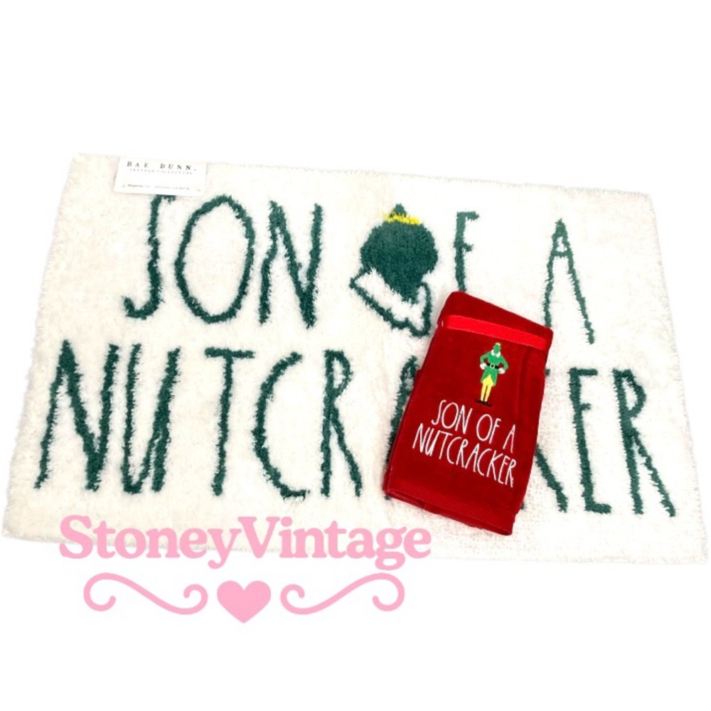 Rae Dunn x Elf Bathroom May Rug Son of a Nutcracker with Hand towels